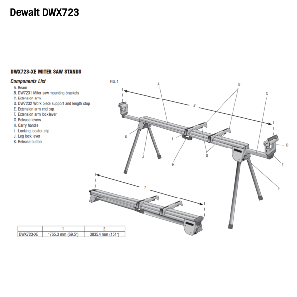 Dewalt DWX723 32 inch Heavy Duty Mitre Saw Stand